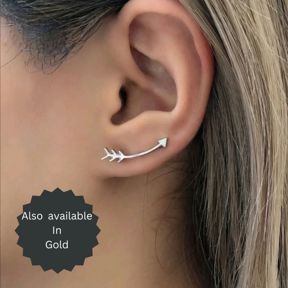 Curved Arrow Ear Climbers, choice of color - Picture 2 of 8